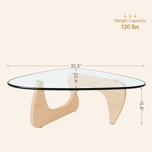 Miniatura 2 de Mesas de centro pequeñas de cristal para casa de campo, mesa central de madera moderna de mediados de siglo para sala de estar, transparente