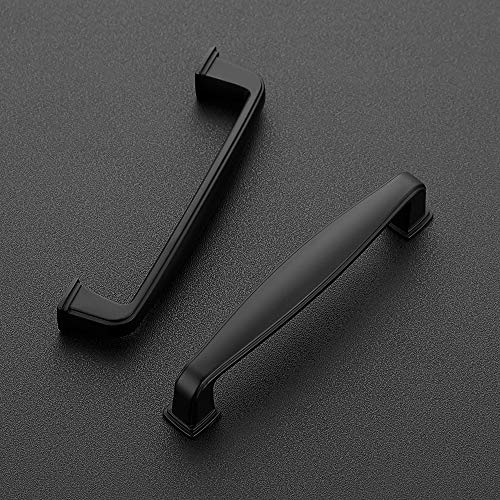 Image of Ravinte Matte Black Cabinet Handles Solid Drawer Pulls, 3-3 /4 Inch, 1 Pack | Zinc Alloy, Smooth Bar Grip, Kitchen Cabinet Update, For Cupboards, Drawers, Dressers, Cabinet Doors, Furniture Hardware