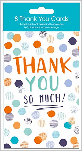 Lot de 8 cartes de remerciement ~ 2 designs 4 de chaque ~ Thank You so Much/A Little Note to say Thanks (11740) Cover