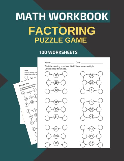 Math Workbook Factoring Puzzle Game 100 Worksheets