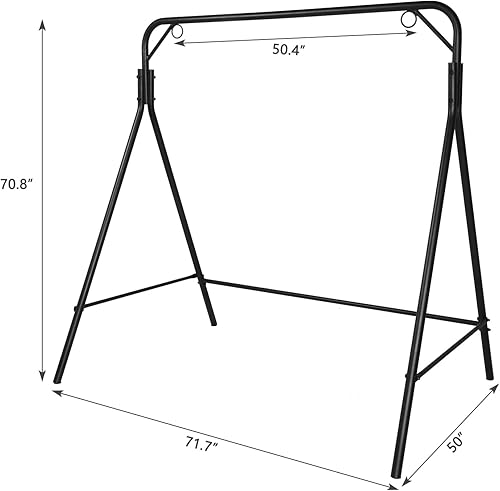 Miniatura 2 de Marco de columpio resistente, marco de metal de hierro con parte superior plana, soporte de columpio para todo tipo de clima, anillos para colgar y