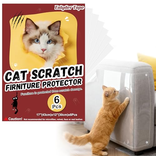 Anti Cat Scratch Furniture Protector 6 Pack Clear Self-Adhesive with Pins