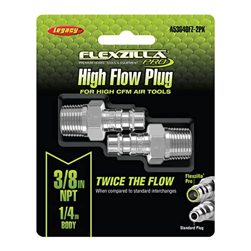Plug Flexzilla high flow corps 1/4" filetage 3/8" MNPT Pro lot de 2