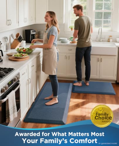 Image of Ophanie Kitchen Mats for Floor,3 /4 inch Thick,20x60 Anti Fatigue Cushioned Mat,Kitchen Rugs,Waterproof,Comfort Ergonomic Standing Mat for Office,Home,Sink with 99+ Pairs of Anti-Slip Bottom Ridges