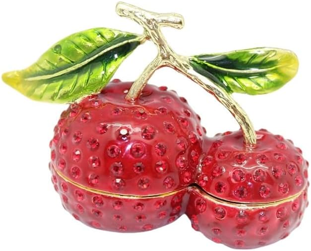HUFFA Hand-Painted Enamel Fruit Jewelry Box | Decorative Metal Trinket Box for Home Decor