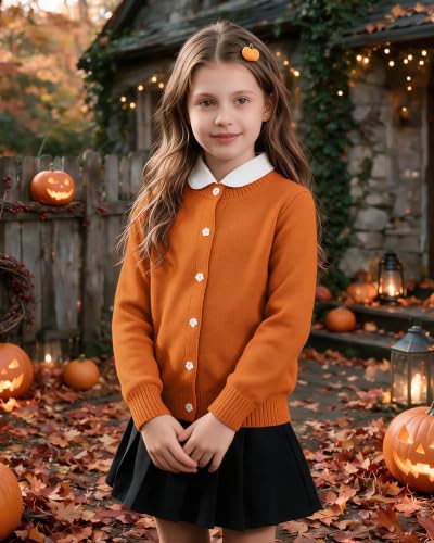 Image of Girls Cardigan Sweater School Uniforms Toddler Long Sleeve Button Knit Solid Sweaters Tops