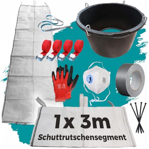 Scorprotect® Schuttrutsche Bauschuttrutsche 3 m flexibel mit Einfülltrichter und Zubehör