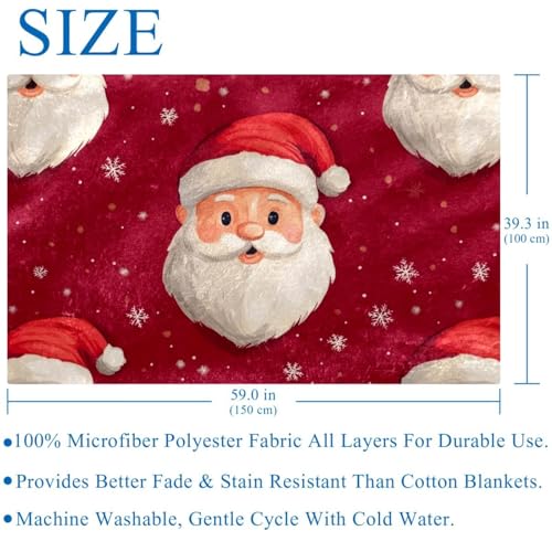 Couverture douce et chaude imprimée Père Noël finitions soignées pour lit et sofa