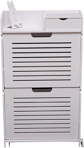 Miniatura 3 de Zapatero moderno de 2 niveles con inclinación para zapatos blancos para zapatos de tacones, zapatos planos y pantuflas para entrada, pasillo,