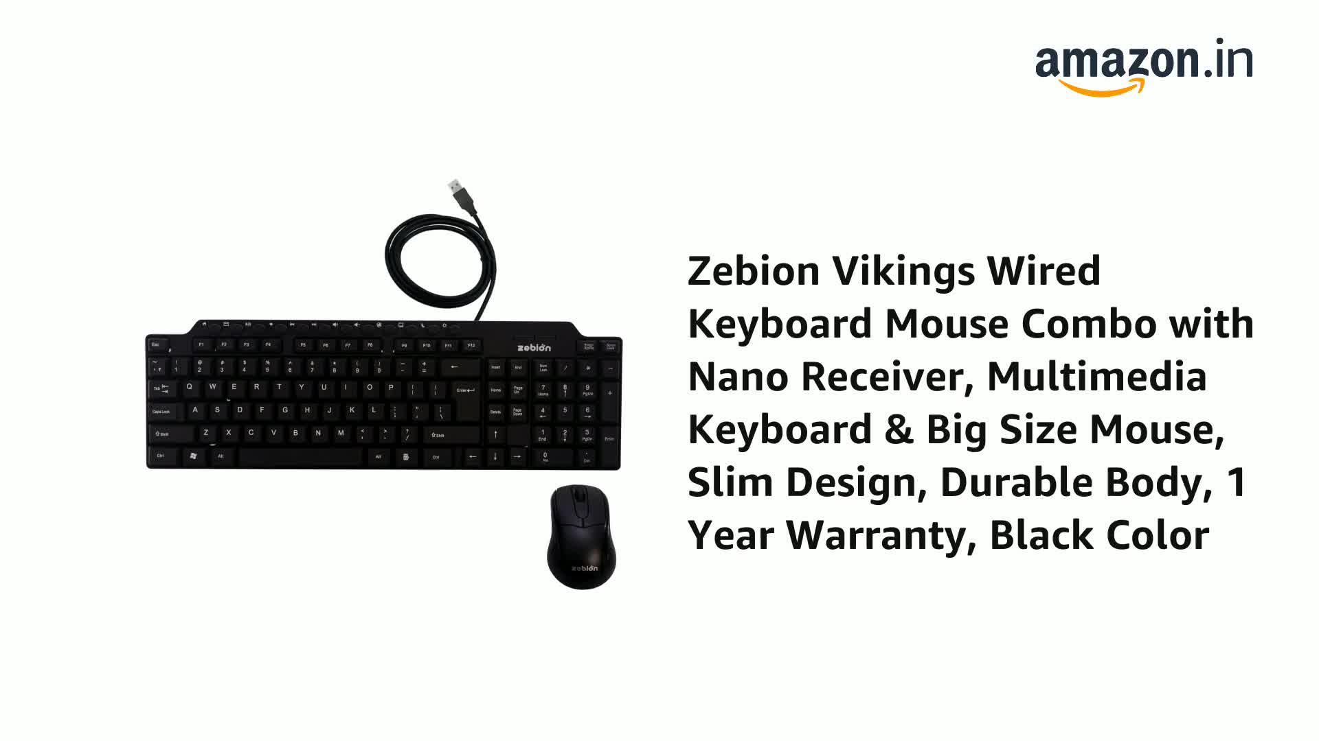 Amazon.in: Buy Zebion Viking Wired USB Keyboard & Mouse Combo