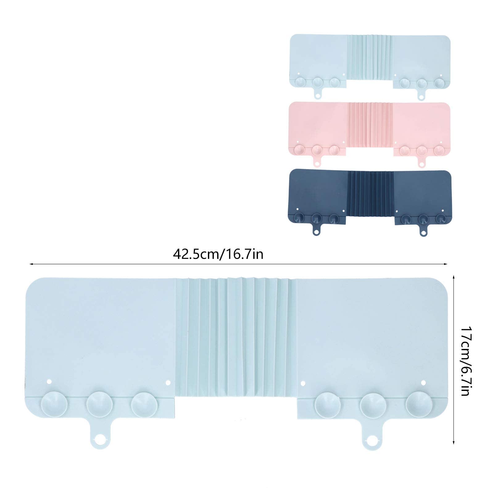 AUNMAS Sink Splash Guard, Foldable TPR Water Splatter with Suction Cups for Kitchen Bathroom Sinks, Water Baffle Board for Washing Dishes Vegetables Kitchen Accessory(light blue)