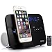 dpnao iPhone Alarm Clock Radio with Charging Docking Station Speaker USB Charge Port AUX Remote Apple MFi Certified (Black)