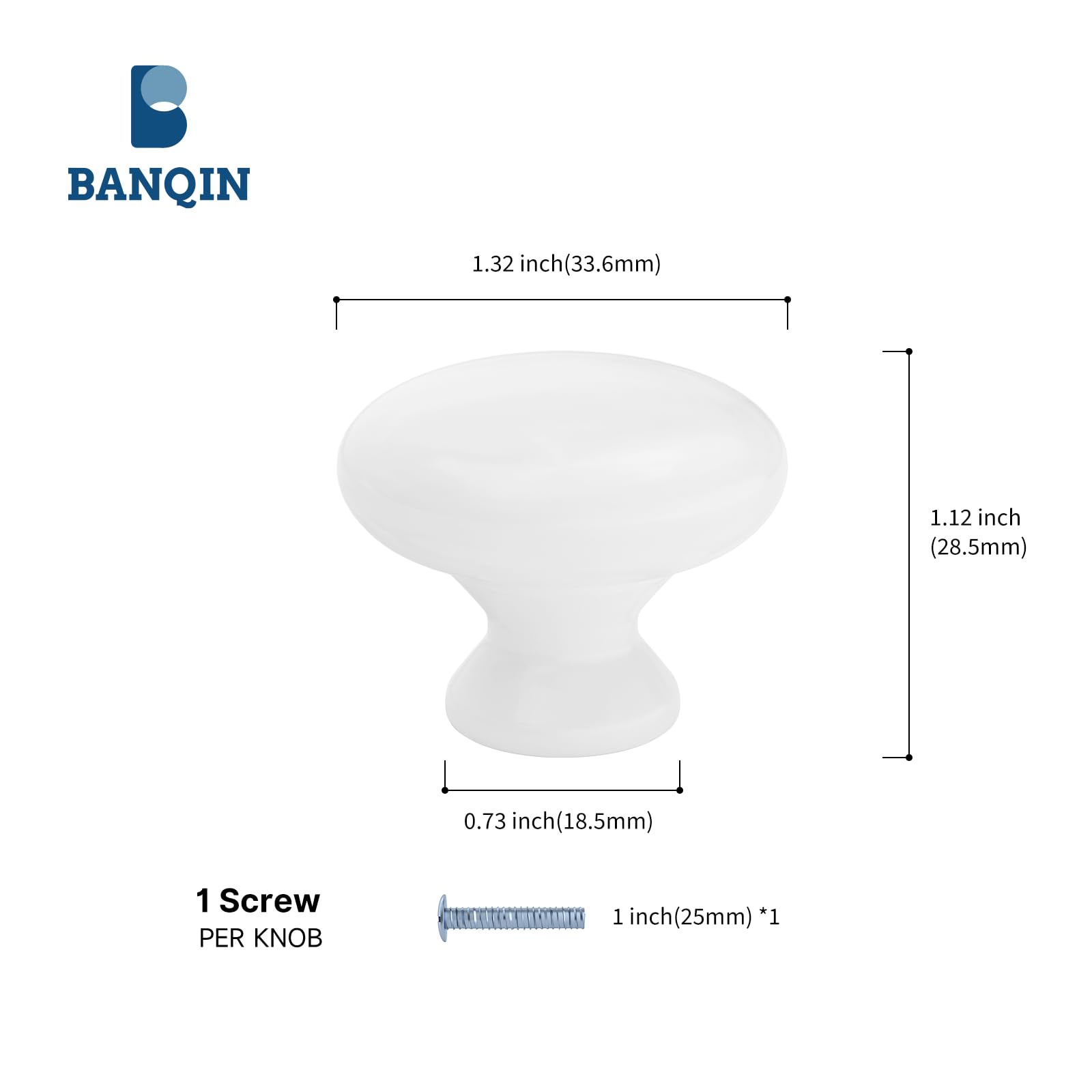 Paquete De 10 Pomos Redondos Blancos Para Gabinetes Cocina, Baño, Armarios, Aparadores, Cajones