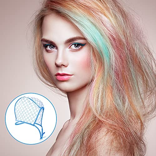 6 Pieces Hair Cap Salon Hair Coloring Dye Cap Tipping Cap Frosting Caps With 4 Pieces Hair Needles Crochet Hooks For Dyeing Hair Hairdressing Tool (Purple/Blue/Pink) #TOP5