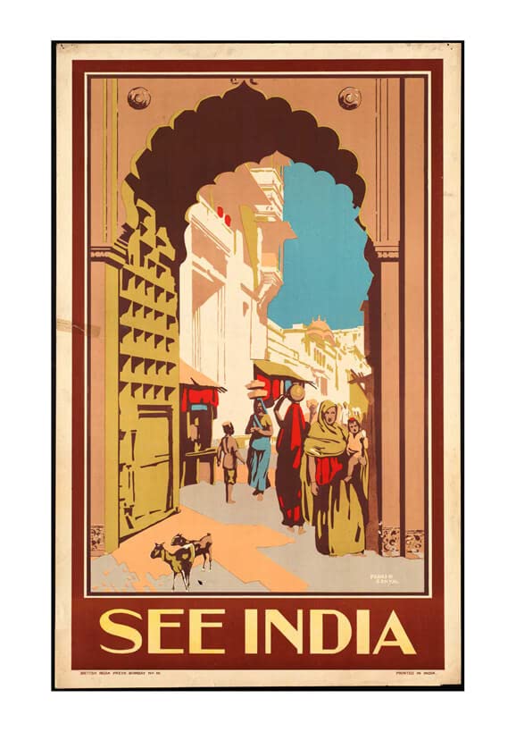 Affiche de collection See India grand format avec cadre semi-brillant luxueux