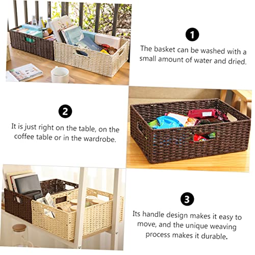 Panier de rangement en rotin incassable marron Zerodeko - 7