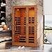 Saunapro 2- Person Infrared Sauna for Home, Low EMF FAR Remotely Controllable Indoor Sauna with WiFi & BT Control, Light Therapy, Wood Dry Sauna with Auto Off and Safe Flame-Retardant Material