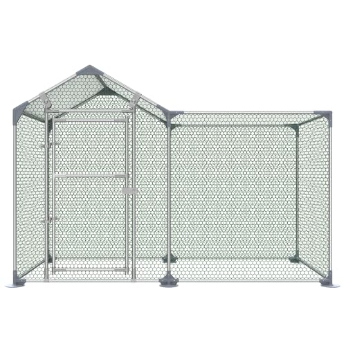 VA-Cerulean Poulailler 2 x 1 m - Enclos extérieur lapins en acier galvanisé - Volière d'extérieur - Clapier d'extérieur avec porte et bâche d'ombrage en...