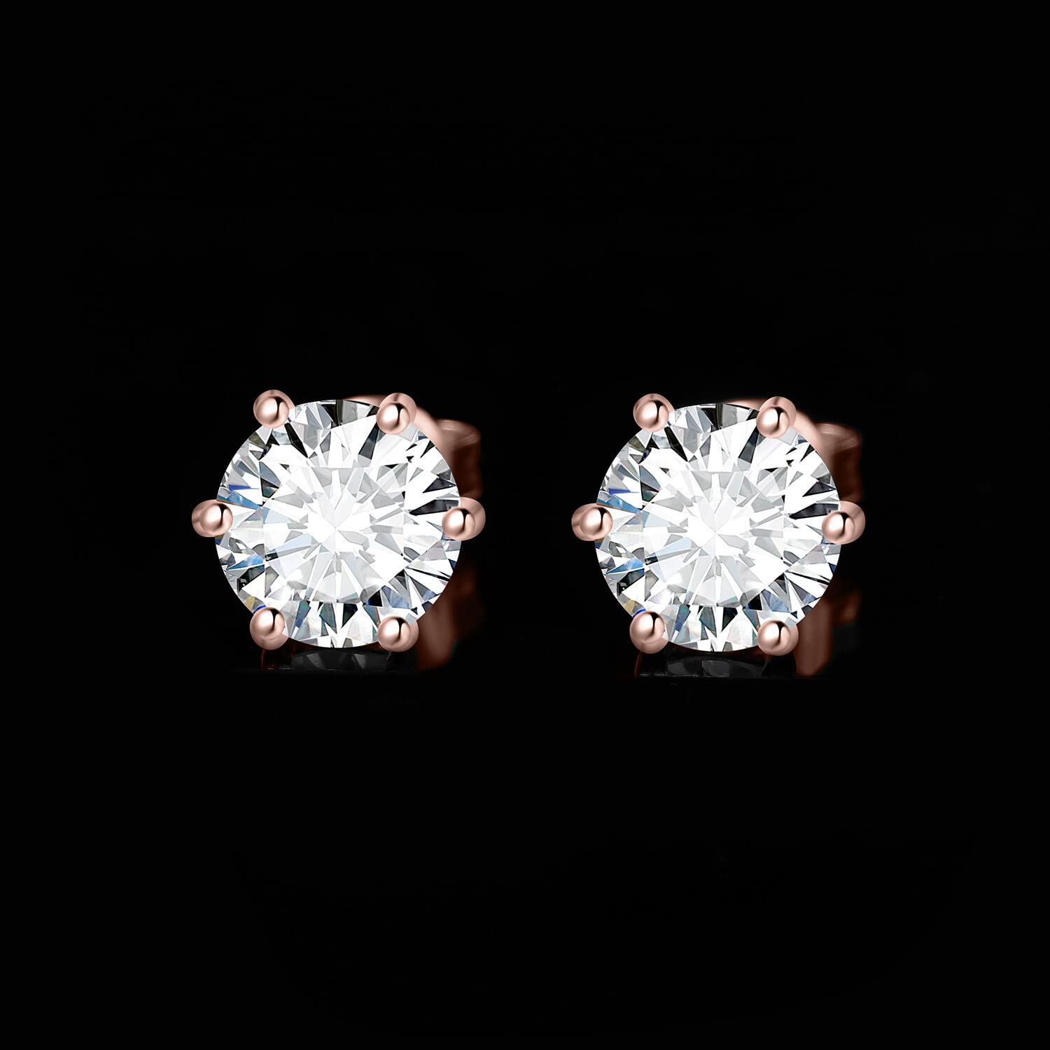 JewelryPalace Orecchini a Bottone Donna Argento 925 con Creato Moissanite, Piercing a Lobo con Pietra a Taglio Rotondo, Solitario in Tre Ori Set Gioielli