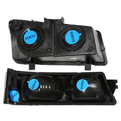 Image of DNA MOTORING Pair Headlight Assembly Compatible with 2003-2006 Chevy Silverado 1500 2500 3500 1500 HD 2500 HD Avalanche 1500 2500, w /o Factory Cladding, Black /Clear, HL-OH-CS03-4P-BK-CL1