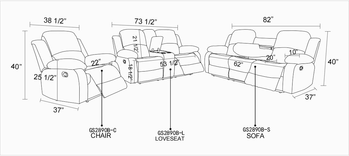 Multi-Functional Loveseat Living Room Sofa Black Semi PU and PVC