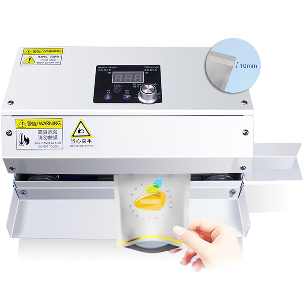 IUokLU Continuous Band Sealing Machine, Heat Sealer With Temp & Speed Adjustment, Automatic Horizontal Plastic Bag Sealing Machine For Home-Made-220