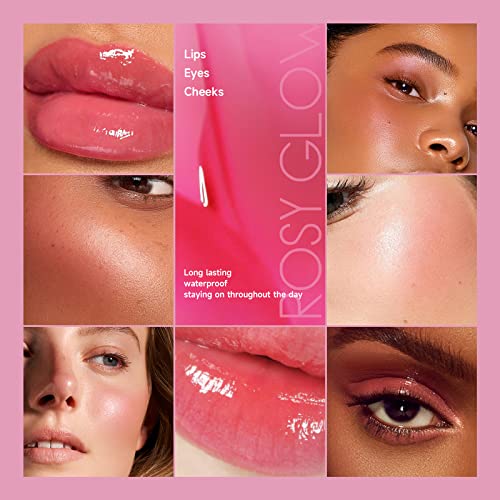 Rosarden Color Changing Blush -Multi-Use Cream Blush For Cheek, Lips And Eyelid - Waterproof & Long Lasting Color Changing Blush Oil - Clear Blush Color Changing For Glossy Finish Blush Makeup #TOP6
