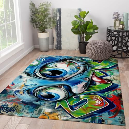Tapis doux pour chambre de bébé résistant aux taches bleu 60x90