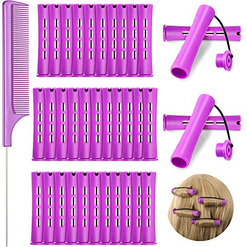 Rouleaux de cheveux pour permanente froide violette avec peigne en acier