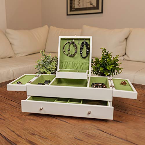 Mele & Co Everly Wooden Triple Lid Jewelry Box In White #TOP6