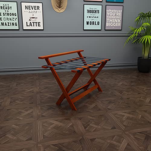 ZJF Support à bagages pliable pour valises, sacs à dos ou support en bois comme support de bagage (couleur : teck