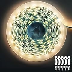 ShineBurky Striscia LED da 12 V, luce bianca calda, 5 m, flessibile, tagliabile, 300 SMD2835, impermeabile, autoadesiva, per interni, camera da letto, pub, cucina, Natale, senza adattatore di