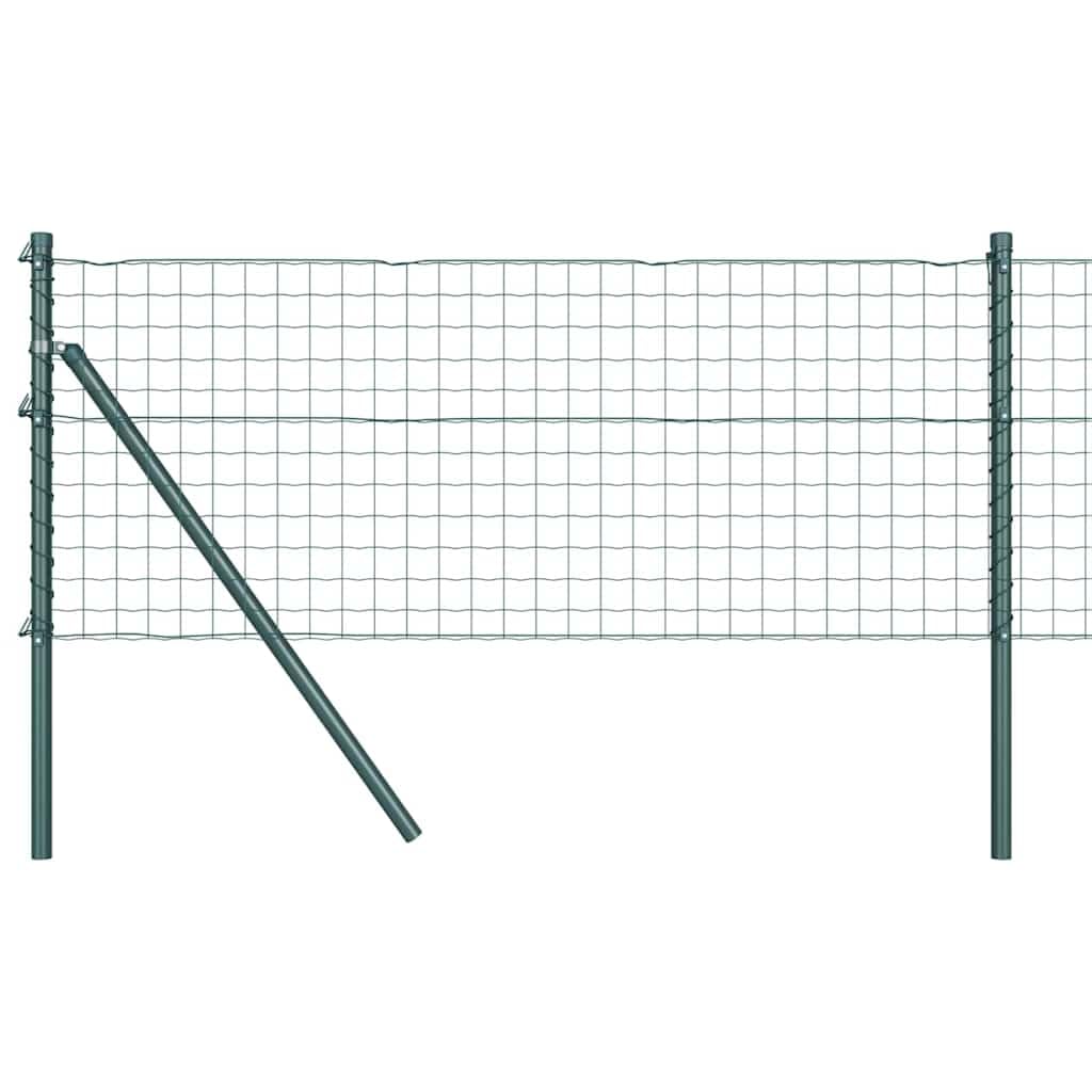 Outdoor Garden Fence Panel Set Green 0.4 x 10 m Steel PVC Weather Resistant Sturdy Border for Terrace Backyard Pet Enclosure with Posts Tension Wire Hardware