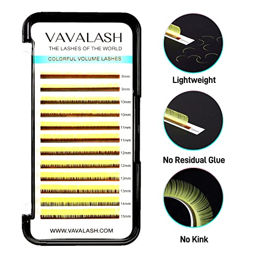 Image of Colored Lash Extensions 0.07mm D Curl Yellow Individual Volume Lashes Extensions 13-20 Mix Length Color Eyelash Extensions for Salon (Yellow 0.07-D, 13-20mm)