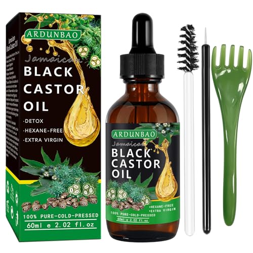 NARTAIL Castor Oil Organic Cold Pressed Unrefined, Jamaican Black Castor Oil, 100% Pure Organic Castor Oil Cold Pressed Stimulate Growth for Hair Eyelashes Eyebrows, Anti-Aging Moisturizing Massage