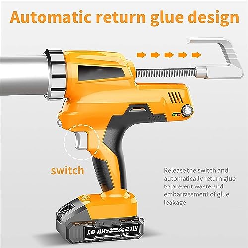 Pistola elettrica per presellatura da 21 V agli ioni di litio, senza fili, alimentata a batteria, con ugelli per sigillante e adesivi, compatibile con cartucce da 600 ml