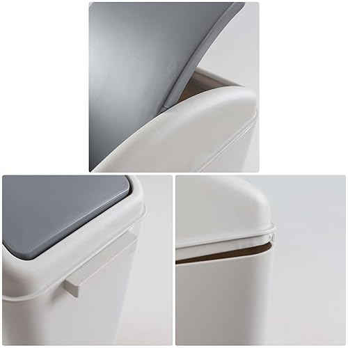 Miniatura 3 de Paquete de 3 cubos de basura de plástico de 4.5 galones, bote de basura con tapa abatible, color gris