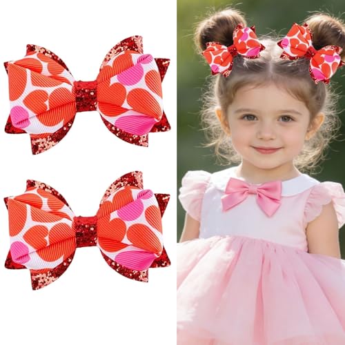 Pinza para cabello con moño y brillo rojo miniatura 1