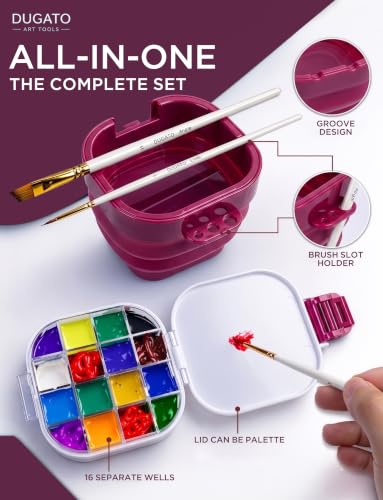 Caja de almacenamiento de pintura acrílica portátil para pintar al aire libre y viajes 6