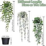 Artificial Hanging Plants 3Pcs Potted Greenery Decor - Grey Eucalyptus Mandala Snow Pea Vine in Pot Plants for Office Farmhouse Home Indoor Outdoor Decor(2 Greens+1 Greying White)