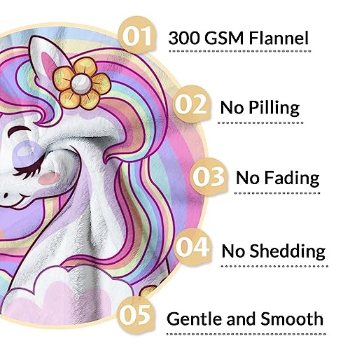 Unicorn Blanket Gifts - 50x60 Inches Cute Throw for Girls - Pink Soft Fuzzy Blankets for Bed, Couch & Living Room