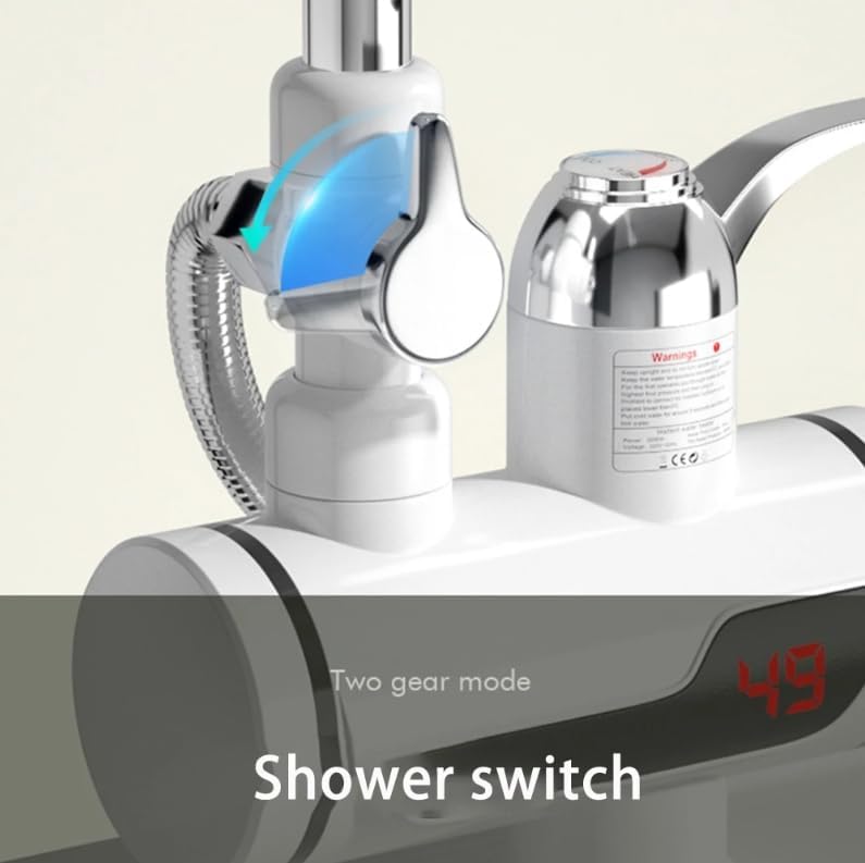 Close-up of the shower switch and digital temperature display