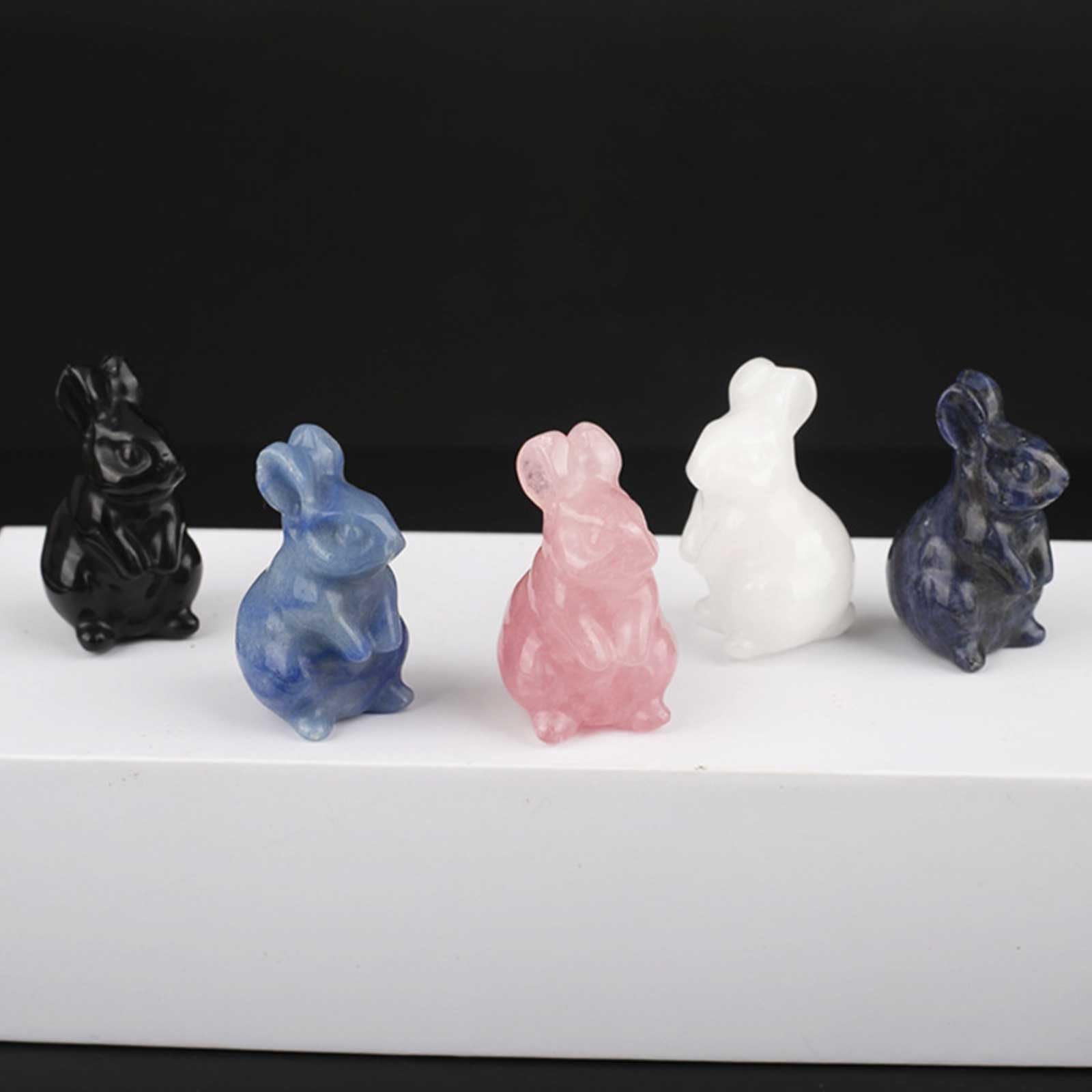 Figura de Conejo con Piedras Preciosas, 1,5 Pulgadas, Juego de 5