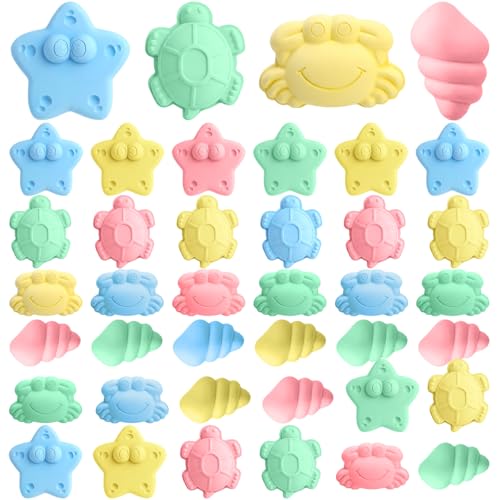 TaoBary 24 Set Beach Animal Sidewalk Chalks for Kids End of Year Student Gifts Bulk Multicolor Washable Starfish Turtle Crab Shell Shaped Safe Chalks for Summer Classroom Prize Activity Party Favor