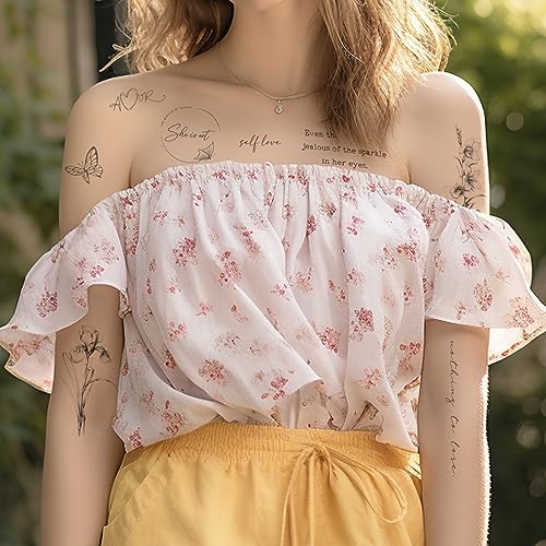 Esland Realistic Temporary Tattoos, 60 Sheets Small Fake Tattoos, 30 Pcs Meaningful Scripts Words Tattoos - Image 4