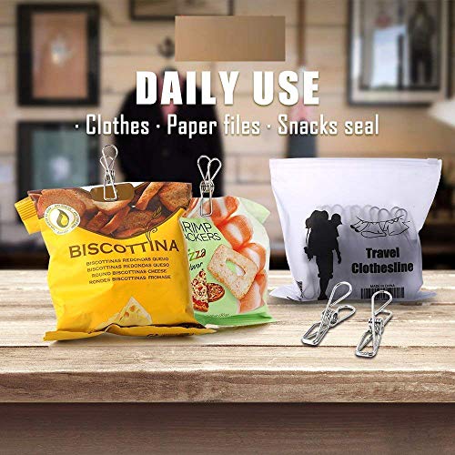 Image of FDSHIP Stainless Steel (Set of 20) Multipurpose Sturdy Clothes Hanging Clips, Clothes Drying Clips, Clothes Pegs, Clothespin,Rust Proof (Small)