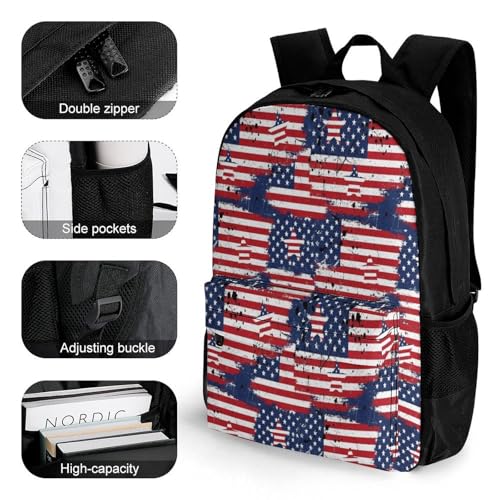 Women's American Flag Print Backpack, Multi-Functional Spacious Backpack with Adjustable Strap for Travel, Hiking, Fashion Shoulder Bags3