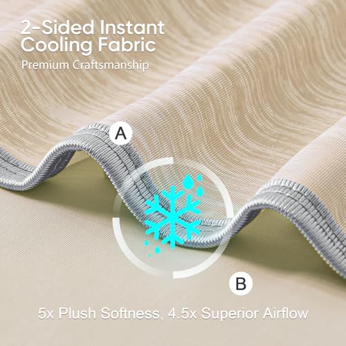 Image of KMUSET Cooling Blanket Queen Size (90 inchx90 inch), Double Sided Summer Cooling Blankets for Hot Sleepers & Night Sweats, Lightweight Blanket for Sofa Bed Couch, House Warming Gifts New Home Oatmeal Beige