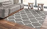 Ottomanson Royal Collection Moroccan Trellis Non-Slip Jute Backing Area Rug, 5'3'X7'0', Grey, 7 Feet