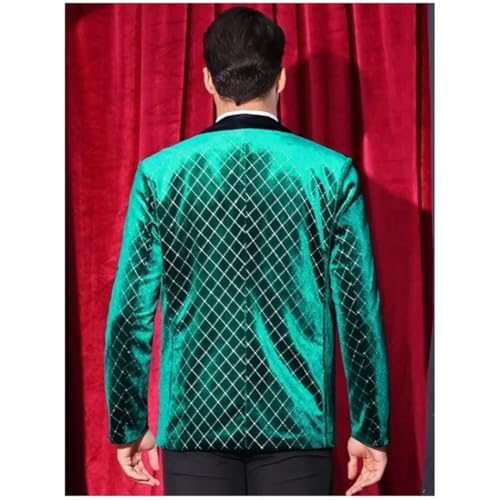 Men's Sparkly fleece Blazer Jacket Suit With Pointed Lapel Argyle Or Plaid Wedding Dinner Party Jackets3